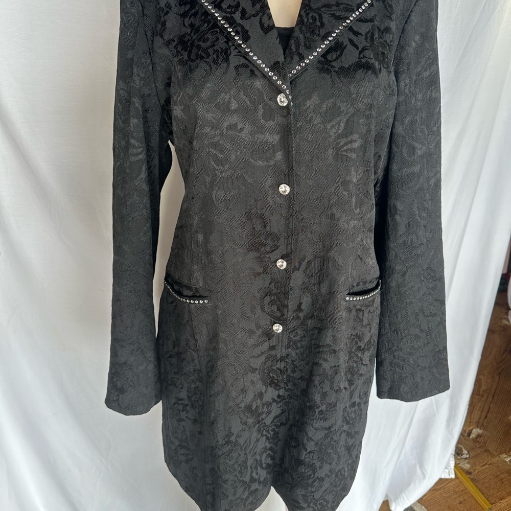 Christine Alexander Black Floral Blazer with Silver Accents